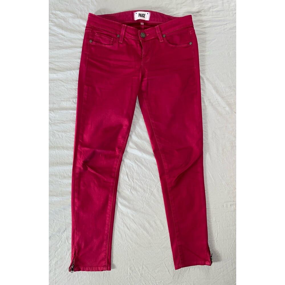 Paige Denim 'Kylie Crop' Lightweight Sateen Jeans. Hot Pink, Women's 24. GUC!!